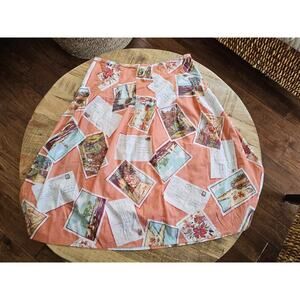 Eddie Bauer Travel Novelty PostCard Skirt Womens Size 4 Tropical Hawaii Italy